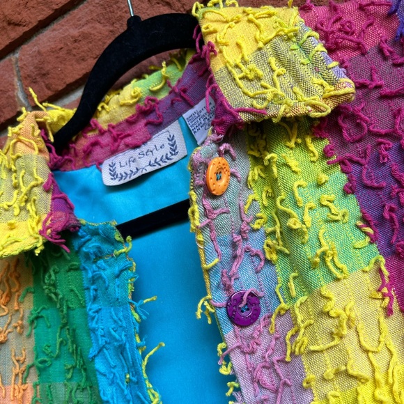 Rainbow frayed textured jacket - Picture 3 of 6